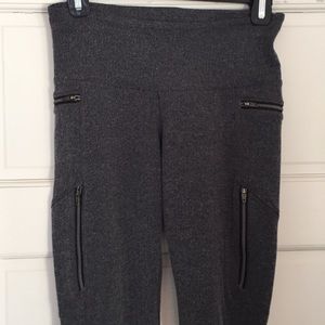 Athleta gray leggings with zippered details